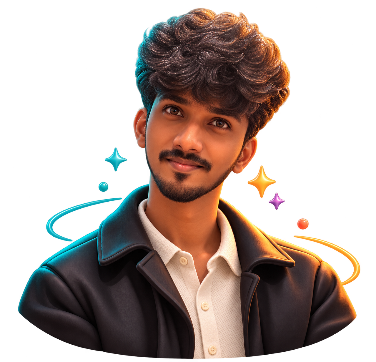Illustrated portrait of Churchil Tharmaraj